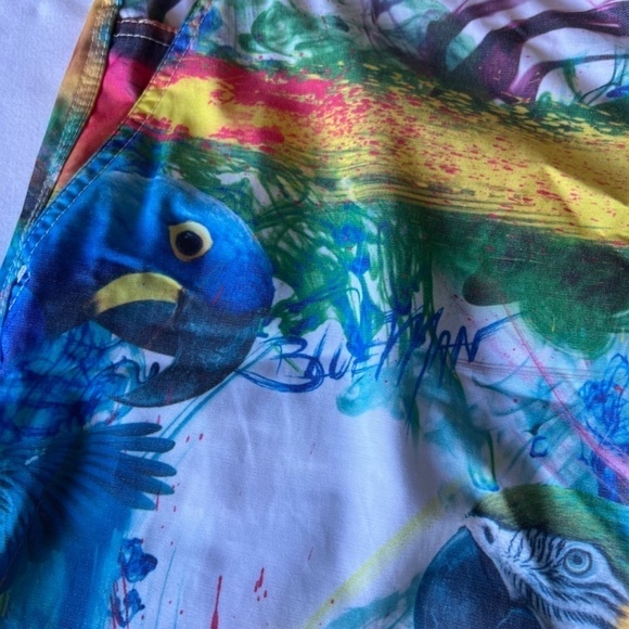 Blueman 48 swim trunks colorful, fun parrot watercolor print - Picture 4 of 10